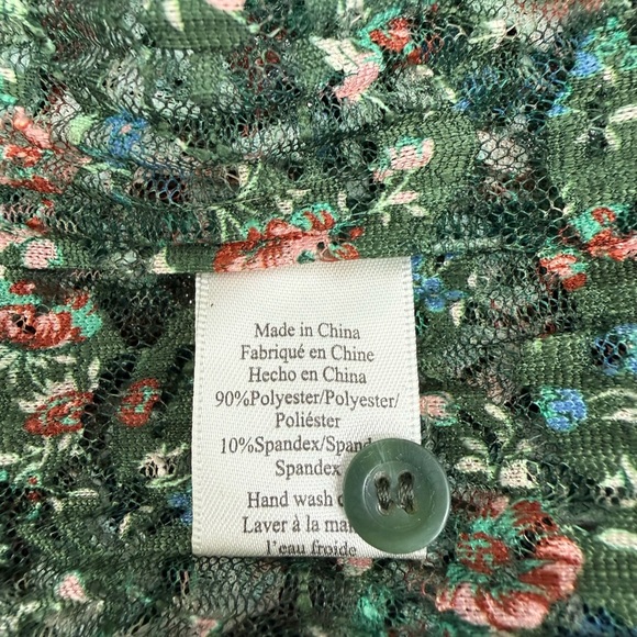 Anthropologie Porridge Pleated Floral Printed Lace Blouse Size L Romantic - Picture 12 of 14